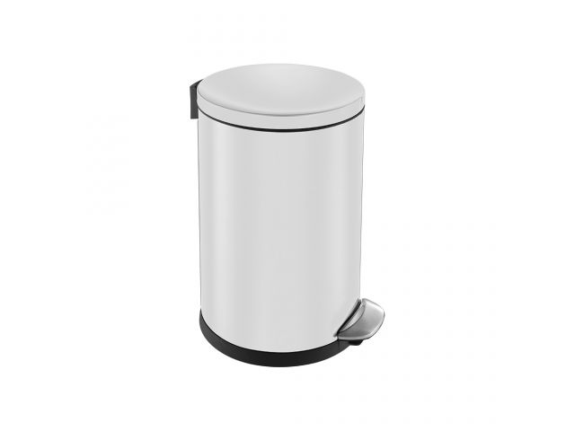 TOP SILENT LUNA - round pedal bin made of stainless steel, capacity 20 l (white)